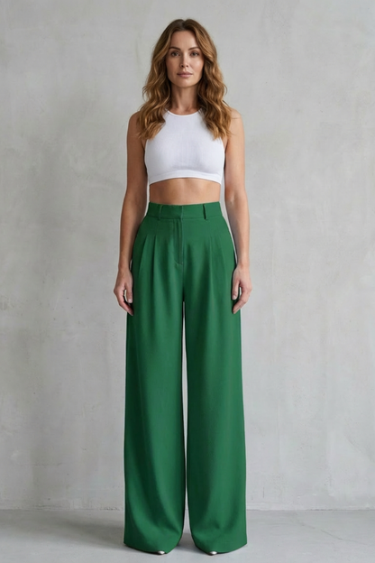 Women's Draped Wide Leg Tailored Trousers - Perlisse