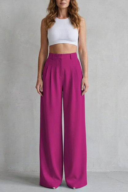 Women's Draped Wide Leg Tailored Trousers - Perlisse