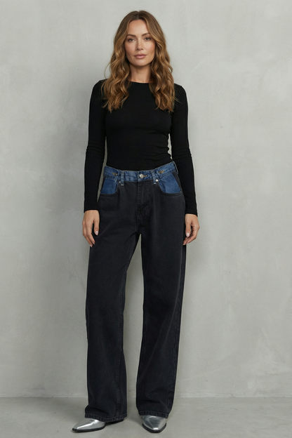 Women's Straight Leg Jeans in Black - Roséane