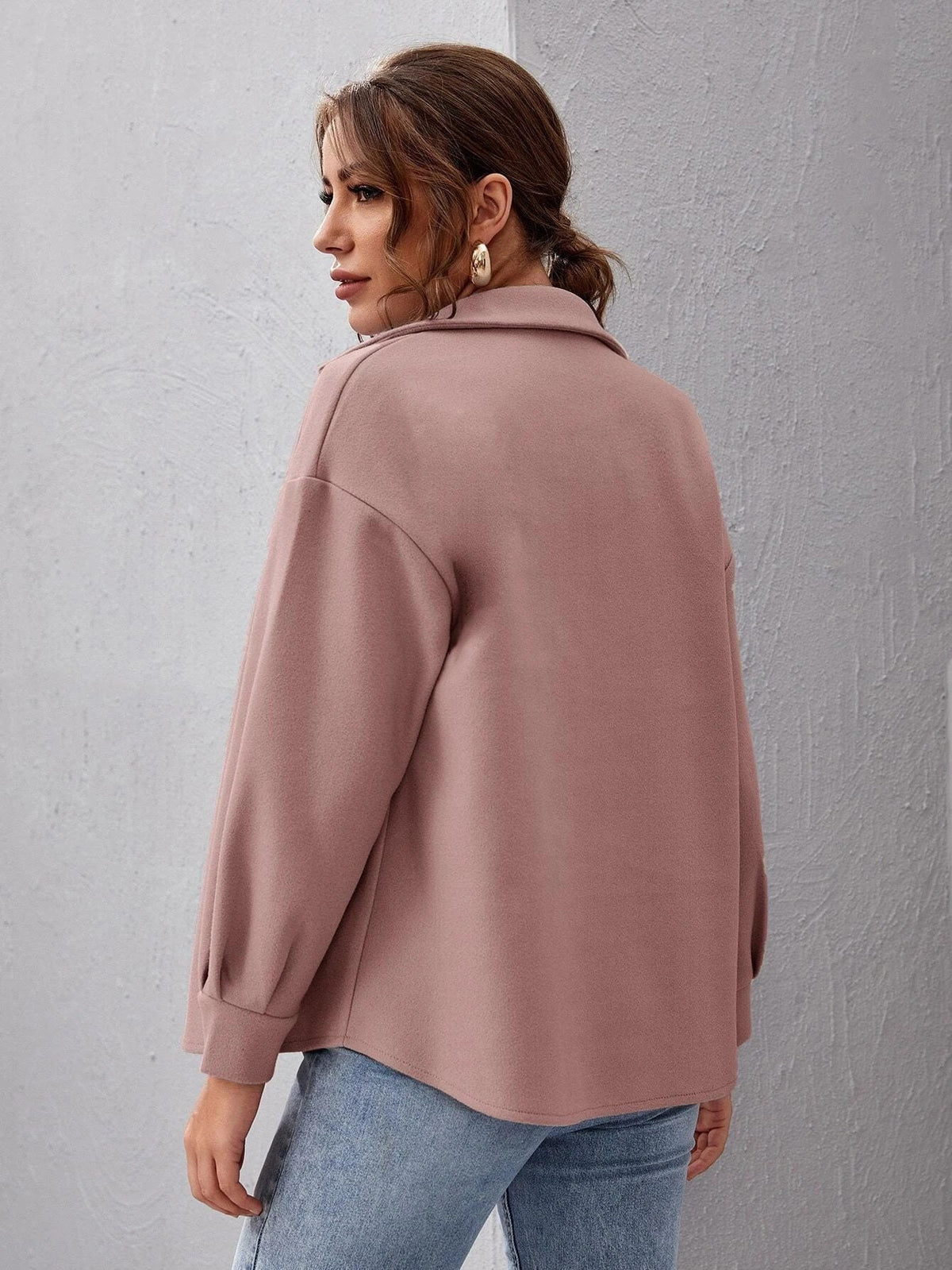Women's Oversized Shacket with Flap Chest Pockets – Minnie