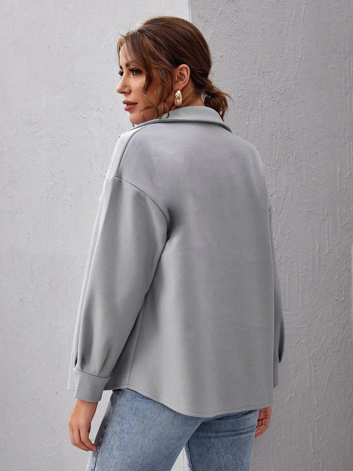 Women's Oversized Shacket with Flap Chest Pockets – Minnie