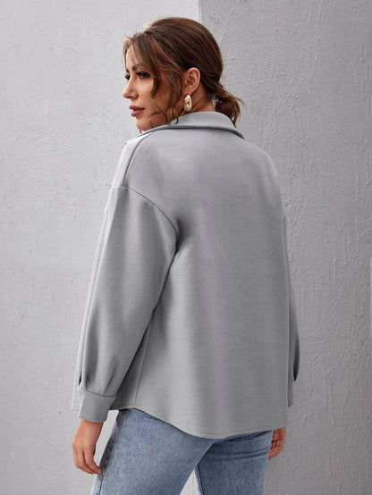 Women's Oversized Shacket with Flap Chest Pockets – Minnie