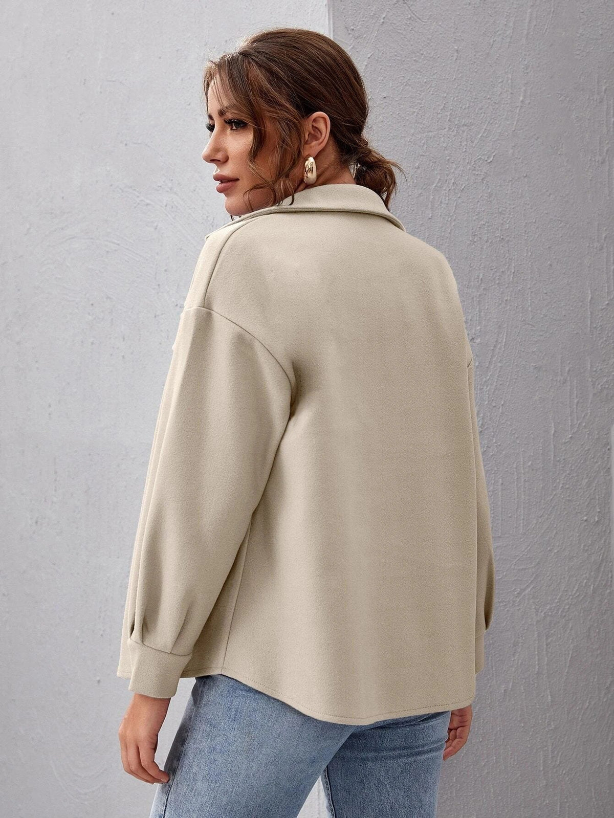 Women's Oversized Shacket with Flap Chest Pockets – Minnie