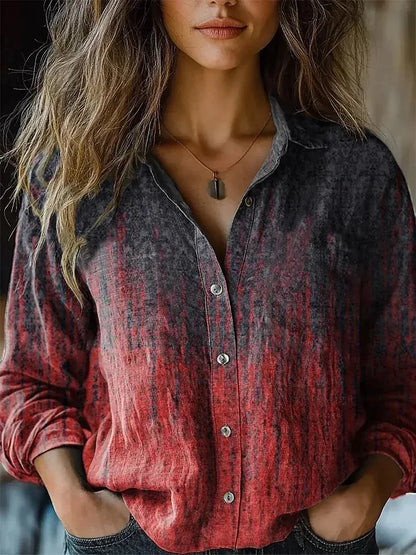 Vintage Floral Button-Down Shirt with Tapestry Print