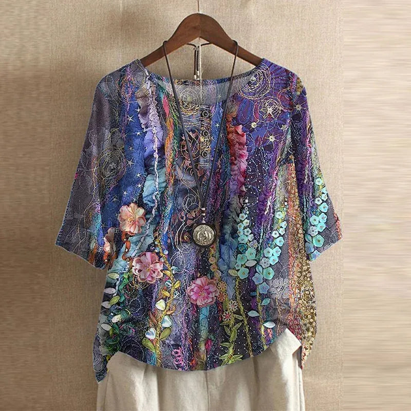 Retro-Inspired Floral Blouse