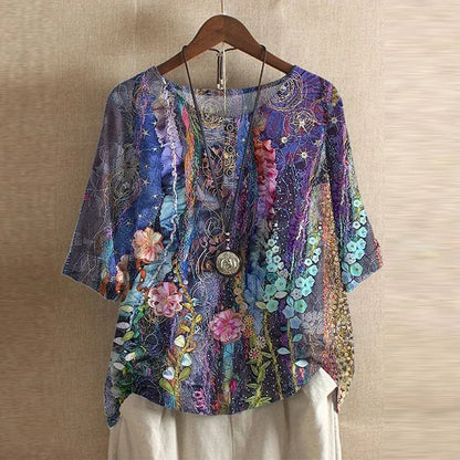 Retro-Inspired Floral Blouse
