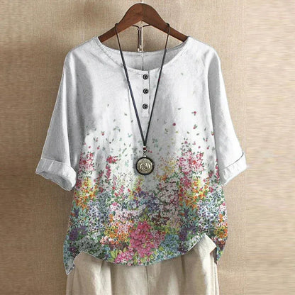 Retro-Inspired Floral Blouse