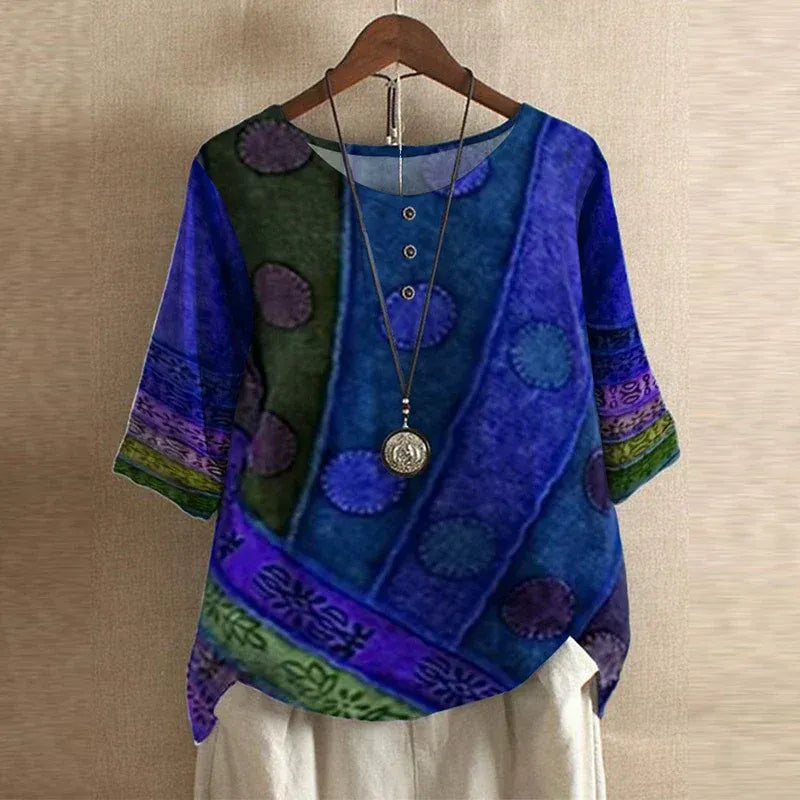 Retro-Inspired Floral Blouse