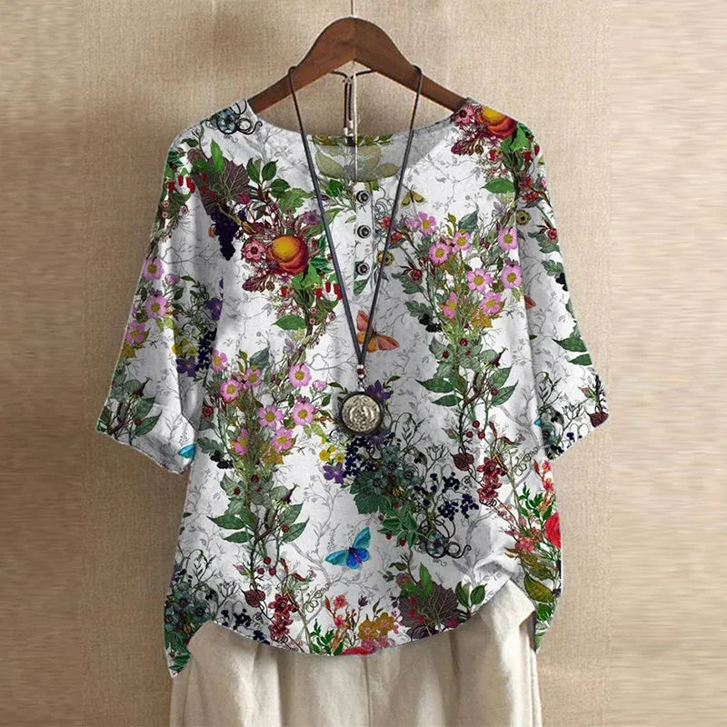 Retro-Inspired Floral Blouse