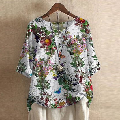Retro-Inspired Floral Blouse