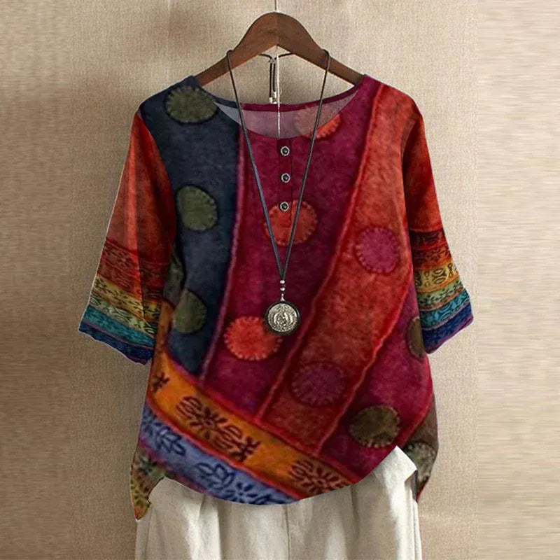 Retro-Inspired Floral Blouse