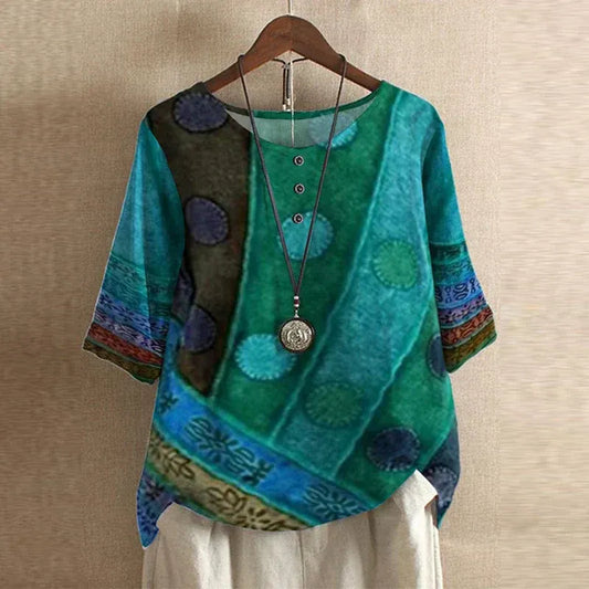 Retro-Inspired Floral Blouse