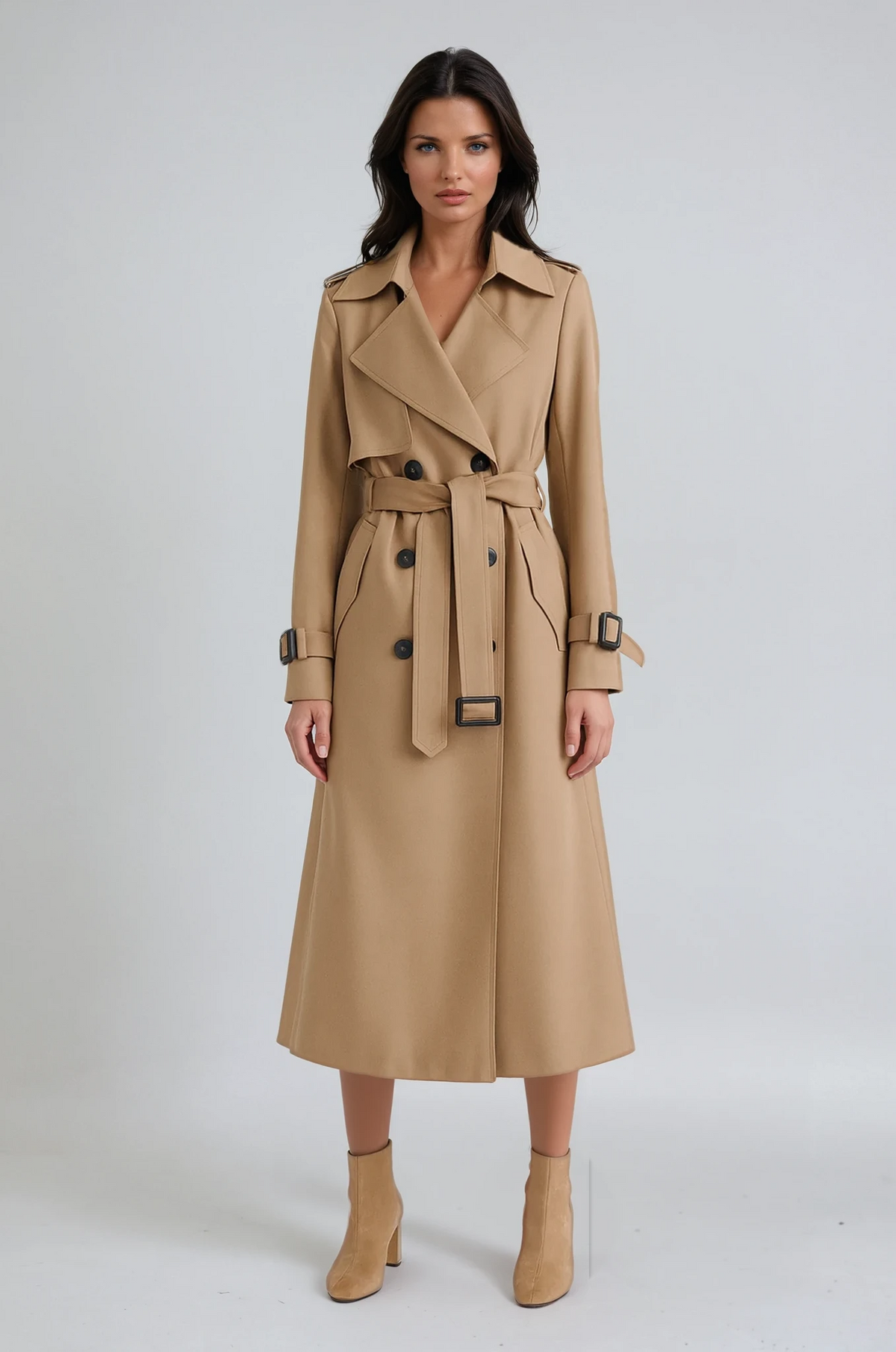 Amara | Belted Long Trench Coat