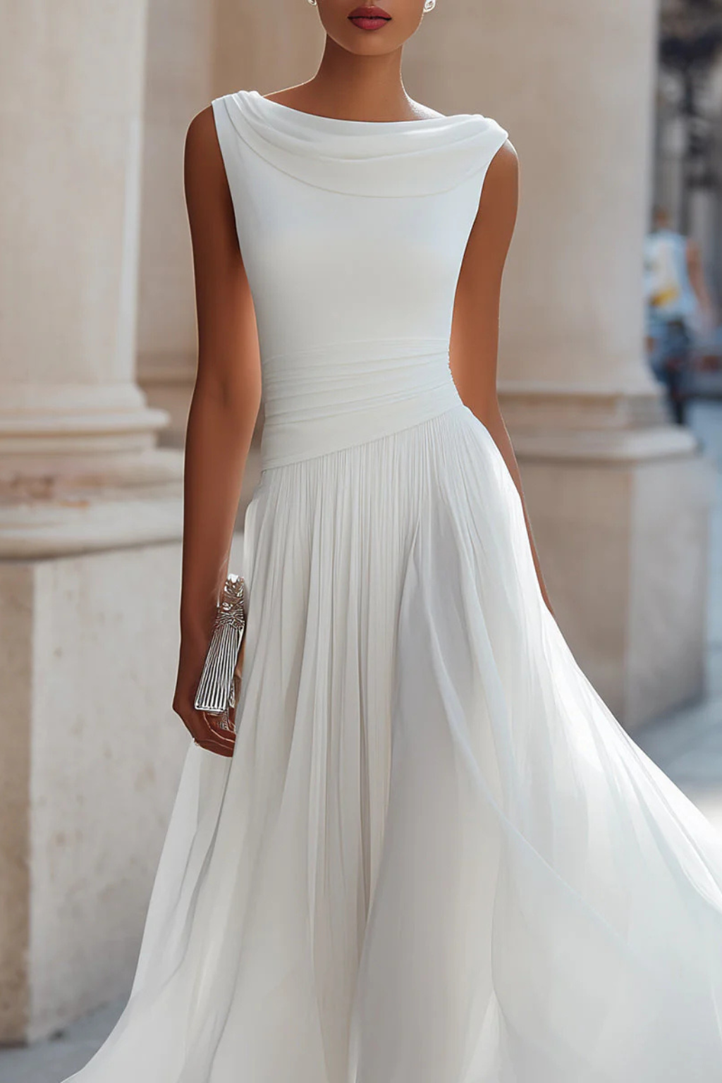 Women’s Draped Pleated Dress | Midi