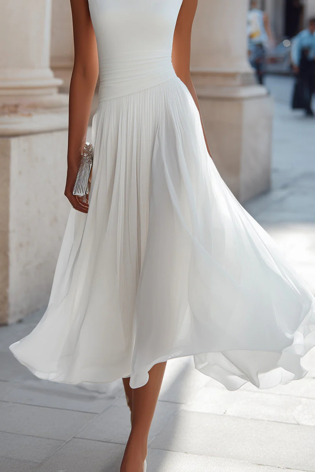 Women’s Draped Pleated Dress | Midi