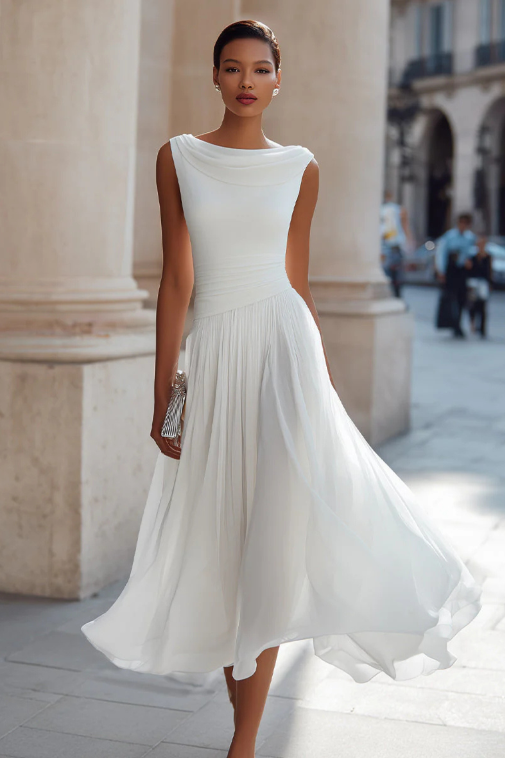 Women’s Draped Pleated Dress | Midi