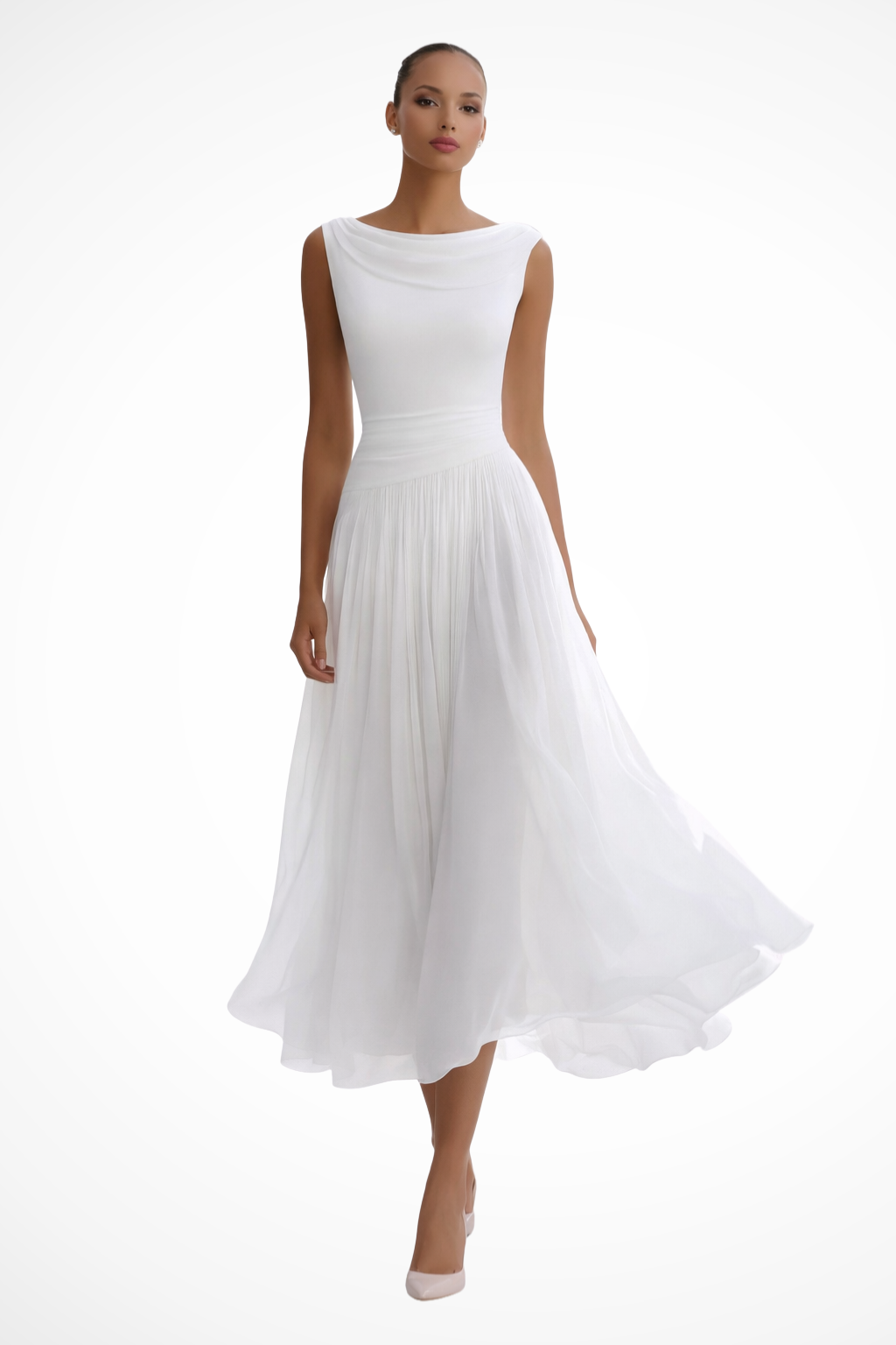 Women’s Draped Pleated Dress | Midi