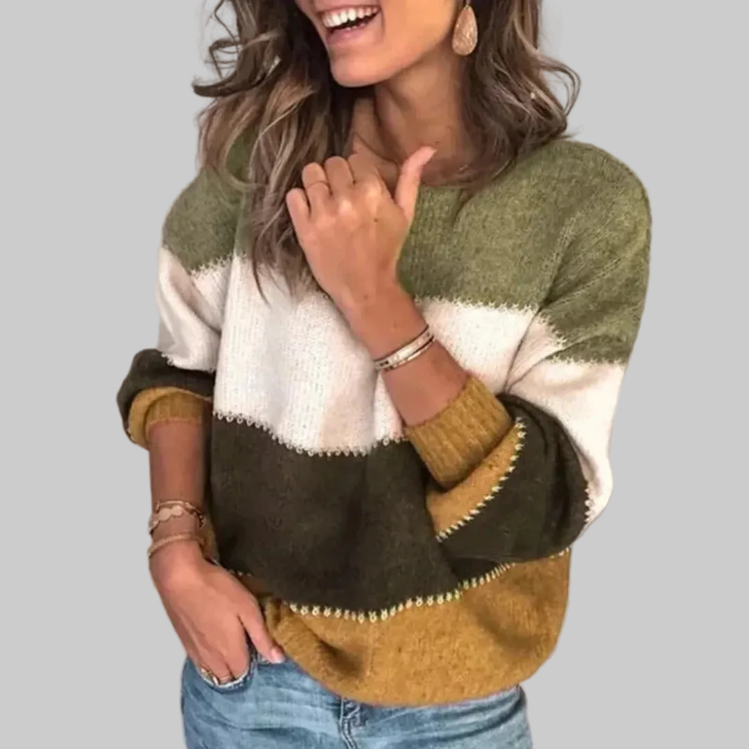 Women’s Casual Striped Knit Sweater | Long Sleeve