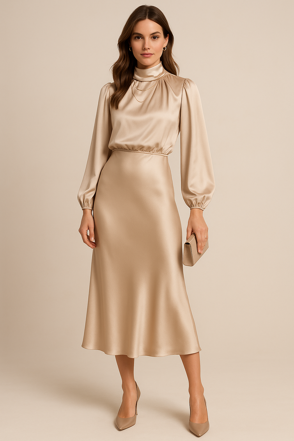 Women’s Elegant Midi Dress | High Neck