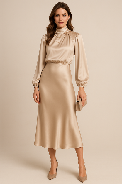 Women’s Elegant Midi Dress | High Neck