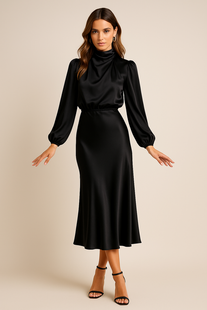 Women’s Elegant Midi Dress | High Neck