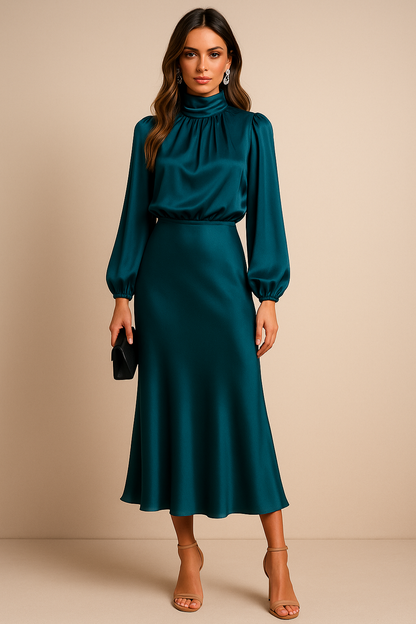 Women’s Elegant Midi Dress | High Neck