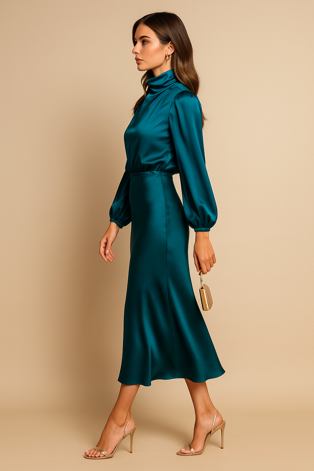 Women’s Elegant Midi Dress | High Neck