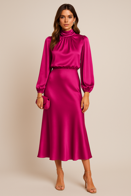 Women’s Elegant Midi Dress | High Neck