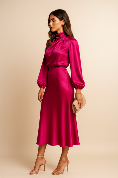 Women’s Elegant Midi Dress | High Neck