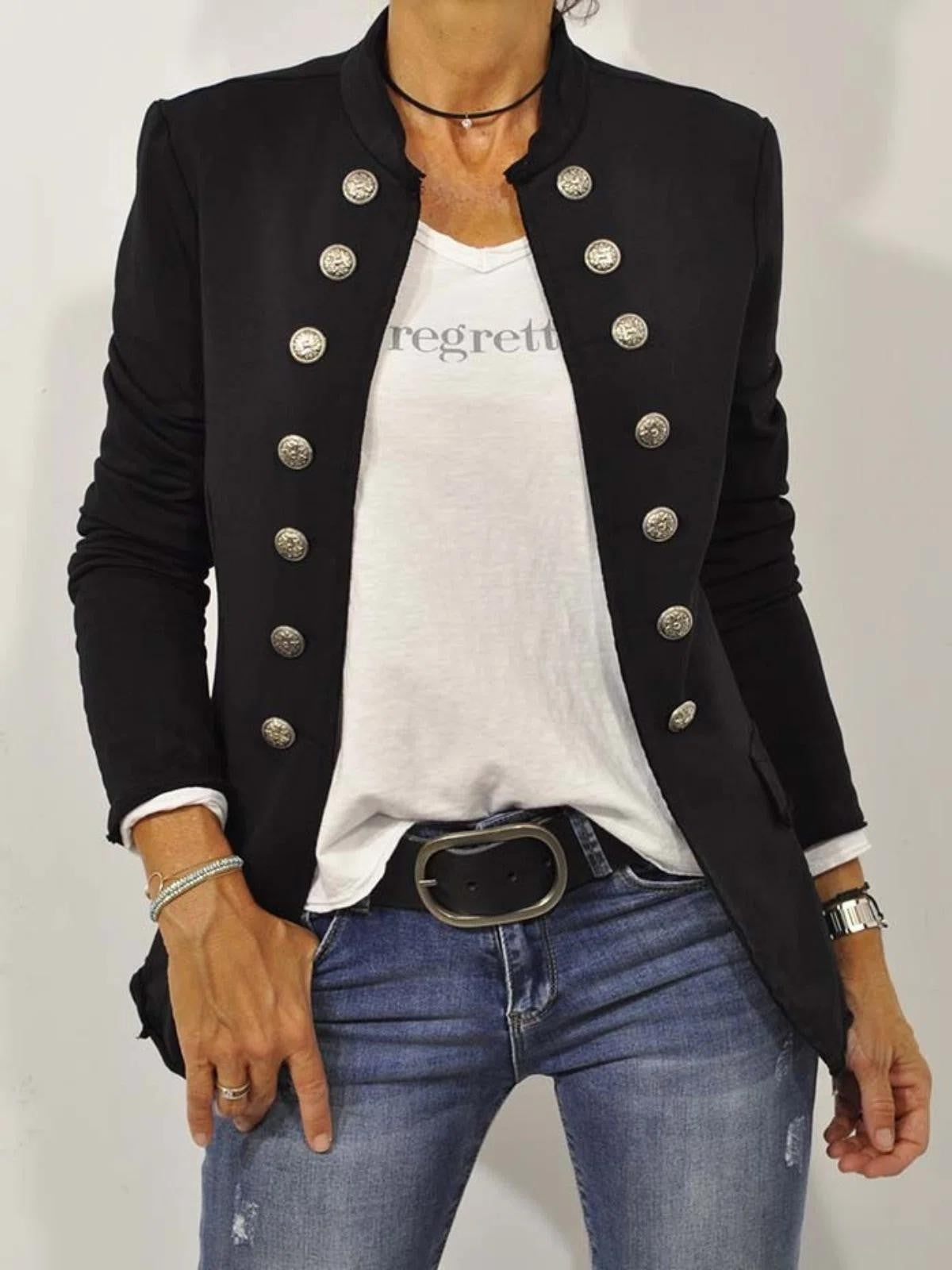 Women's Stand Collar Button Front Blazer