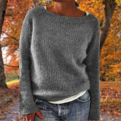 Women's Textured Boat Neck Jumper Long Sleeve
