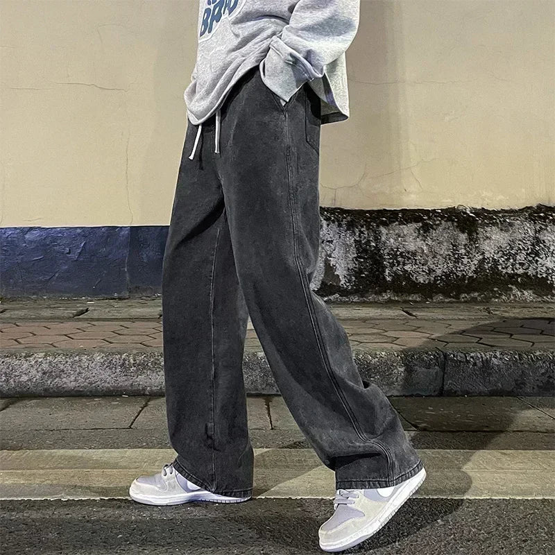 Jeans Men - Wide Leg Loose Korean Jeans
