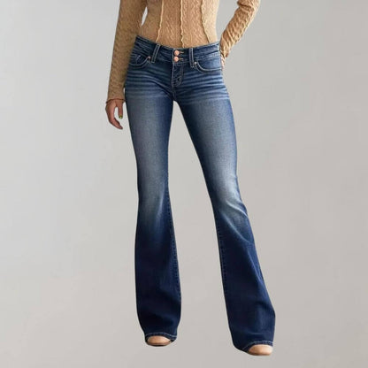 Women's Mid-Waist Slim Fit Stretch Flared Jeans