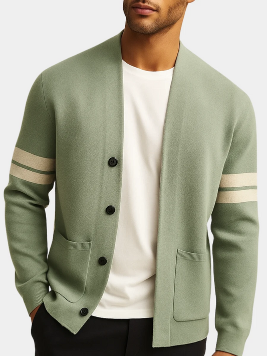 Modern Cardigan with Striped Sleeves