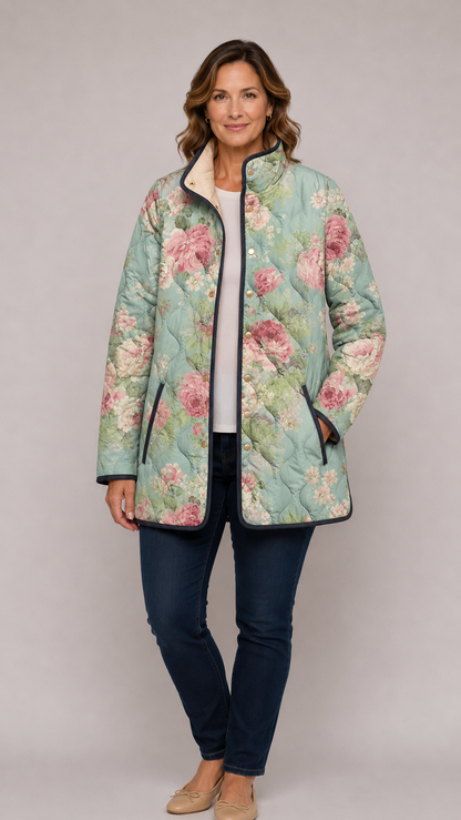 ™ | Quilted Jacket with Retro Floral Pattern