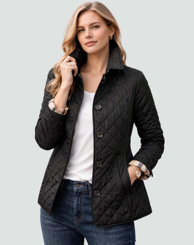 Imogen | Refined Women's Quilted Jacket with Button Front and Diamond Stitching