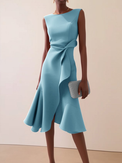 Beatrice | Damen drapiertes asymmetrisches Midikleid