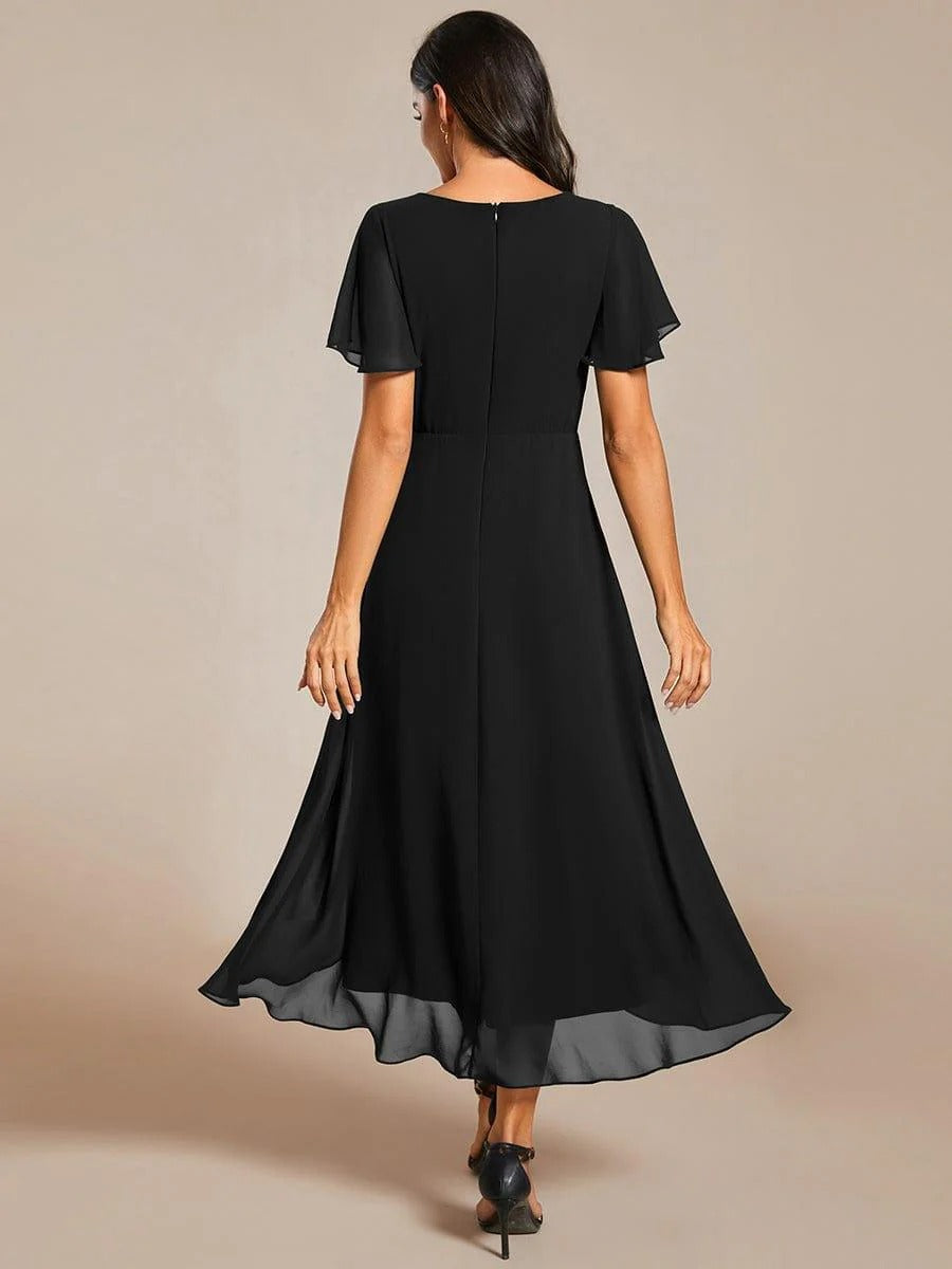 A-Line Midi Wedding Guest Dress | Chiffon