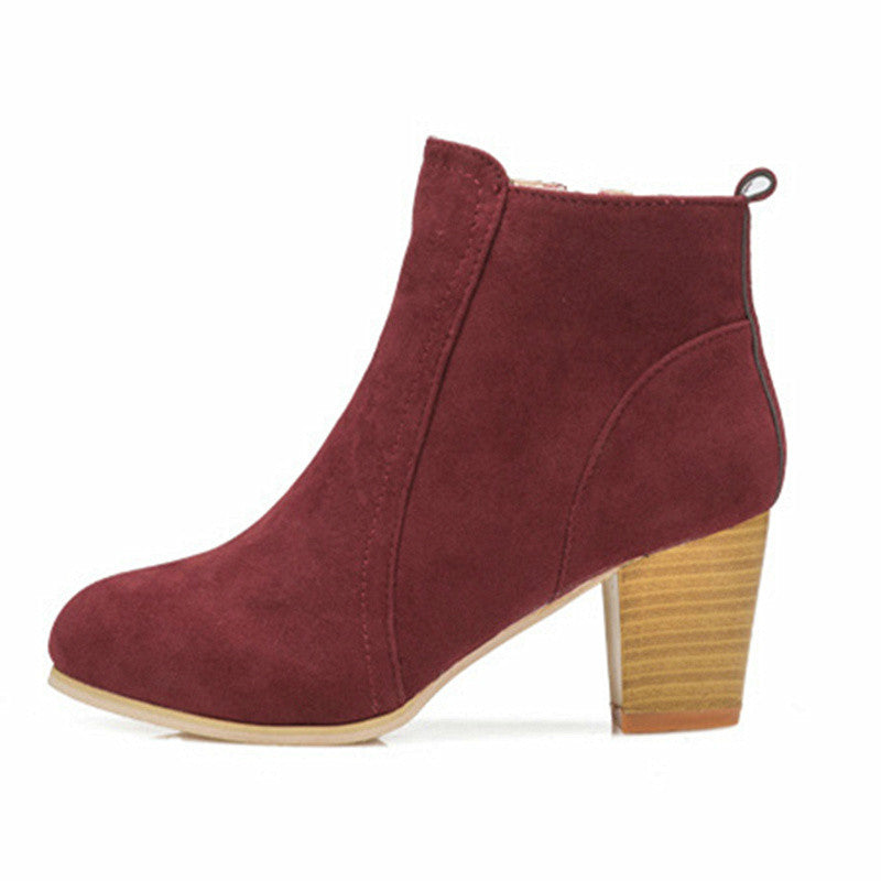 Women's Ankle Boots with Chunky Heel & Side Zip