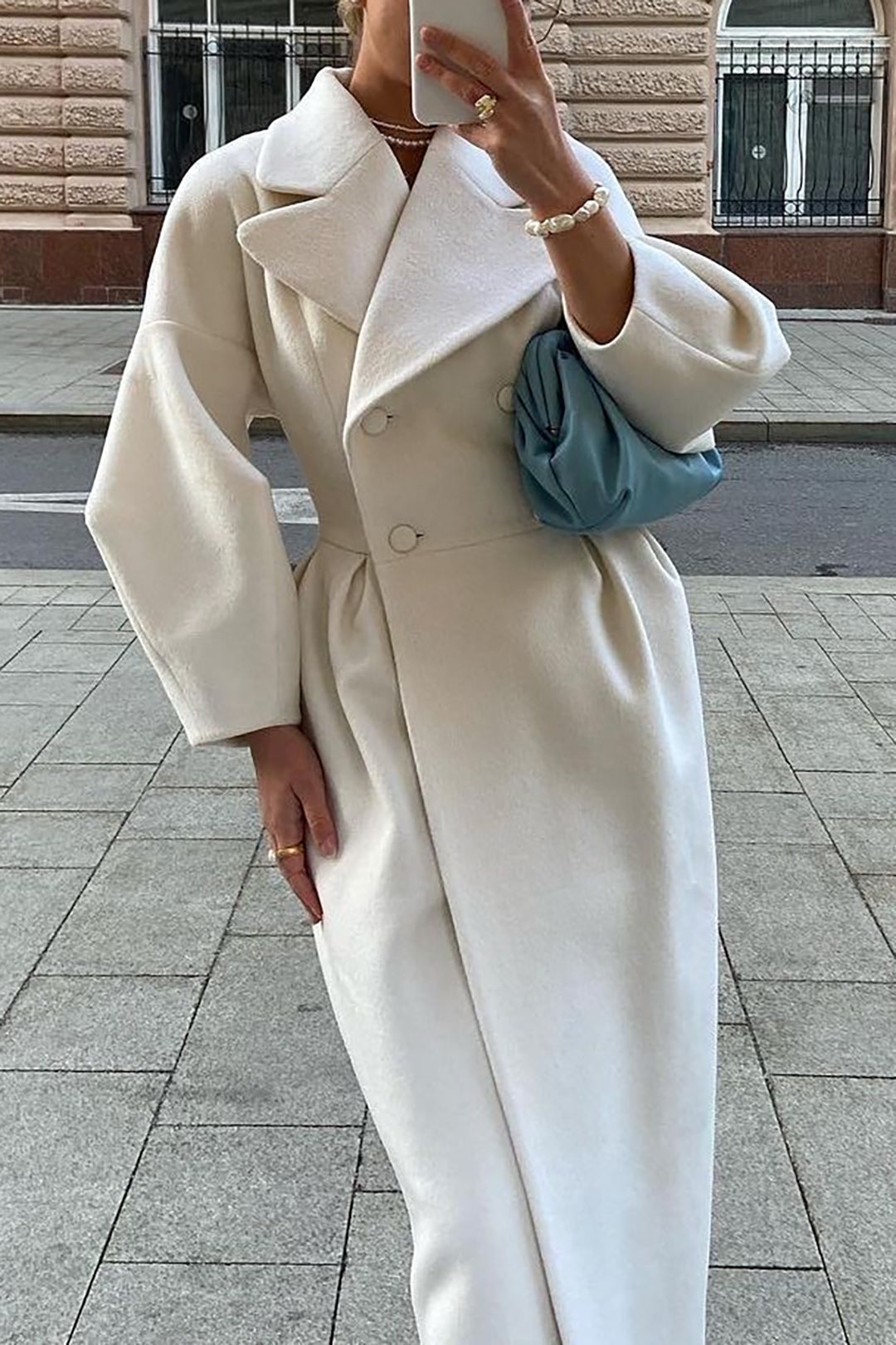 Aurelia | Womens Double-Breasted Puff Sleeve Maxi Coat