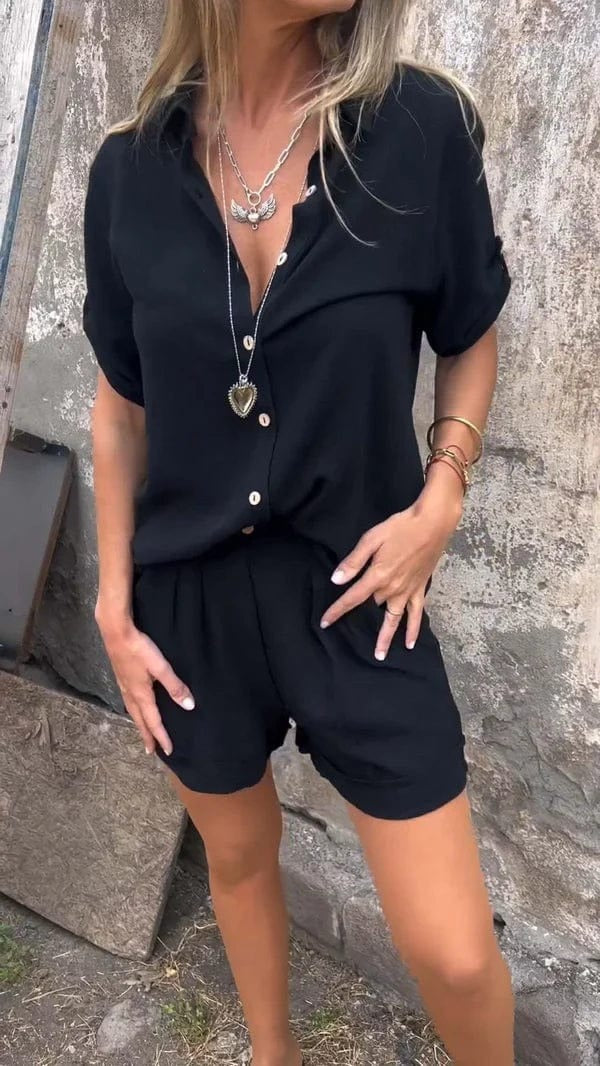 Lightweight Shorts and Top Set with Wrinkle-Resistant Finish