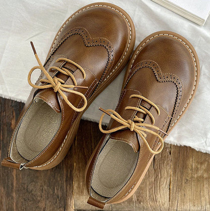 Chaussures Oxford Femme Bout Carré Large Détails Brogue
