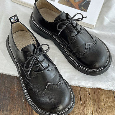 Chaussures Oxford Femme Bout Carré Large Détails Brogue