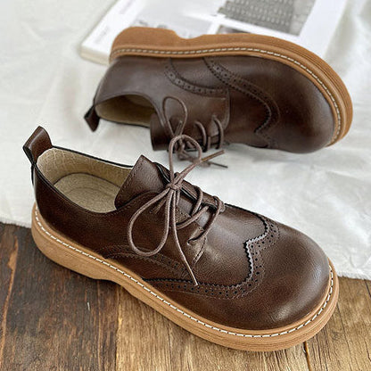 Chaussures Oxford Femme Bout Carré Large Détails Brogue