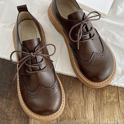 Chaussures Oxford Femme Bout Carré Large Détails Brogue