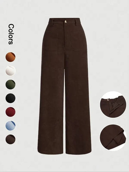 Courtney | Women's High-Waisted Corduroy Wide-Leg Trousers