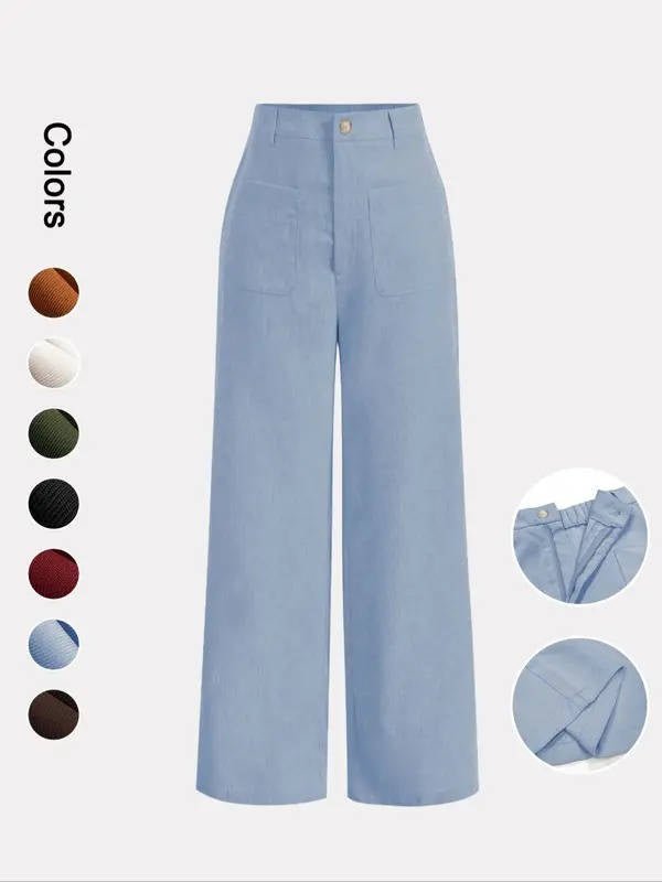 Courtney | Women's High-Waisted Corduroy Wide-Leg Trousers