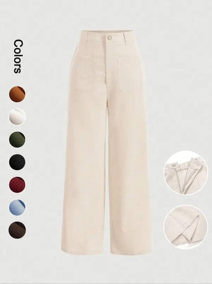 Courtney | Women's High-Waisted Corduroy Wide-Leg Trousers