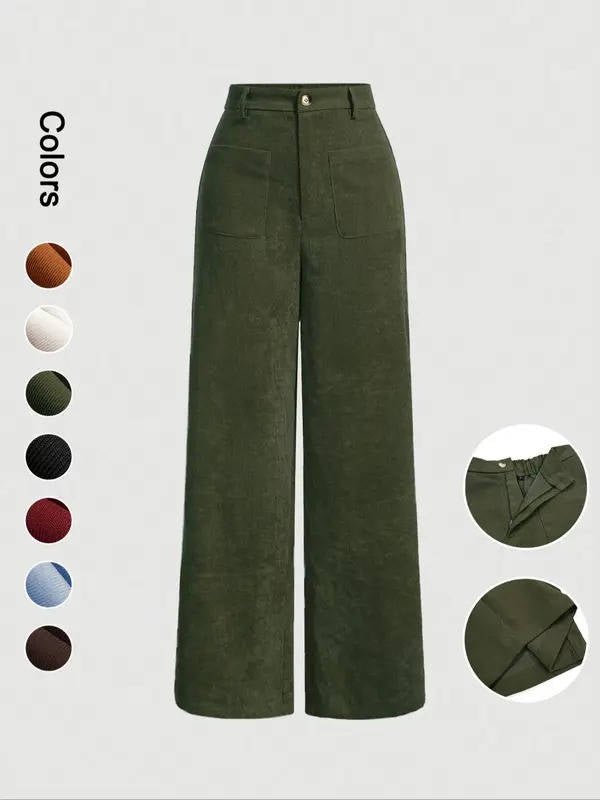 Courtney | Women's High-Waisted Corduroy Wide-Leg Trousers