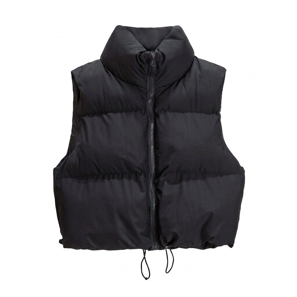 Nora | Cropped Puffer Vest Quilted Stand Collar for Women
